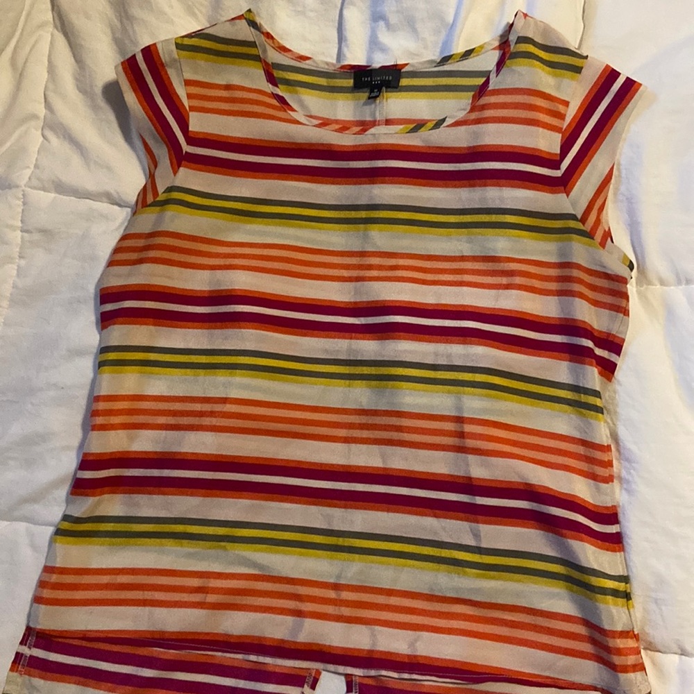 Split back striped blouse